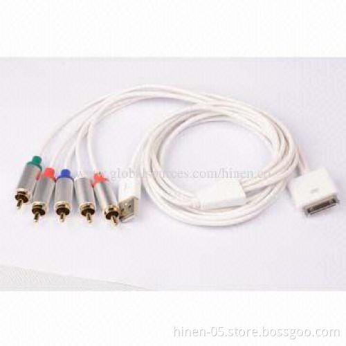 Dock Connector to Component AV Cable with USB, Connects Your Apple Devices